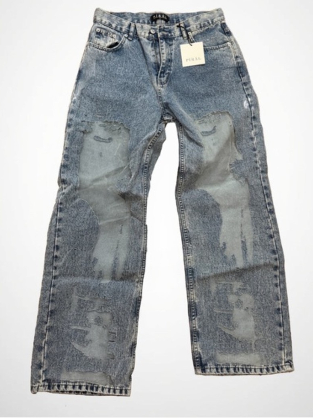 Piral Light Wash Distressed Relaxed Jeans